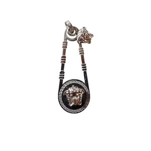 Versace Medusa Safety Pin Pendant In Silver Tone